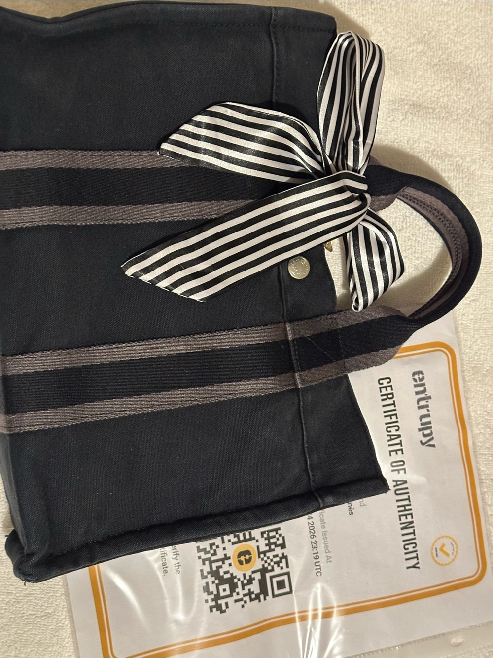 Hermès Paris Black Cotton Canvas Tote Bag PM w/ COA - Picture 8 of 12